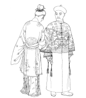 A coloring page of chinese clothing